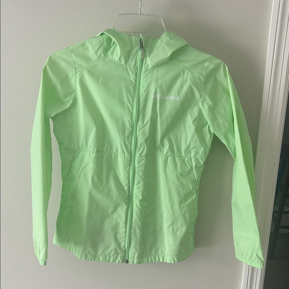 Columbia Girls Mint Green Hooded Windbreaker